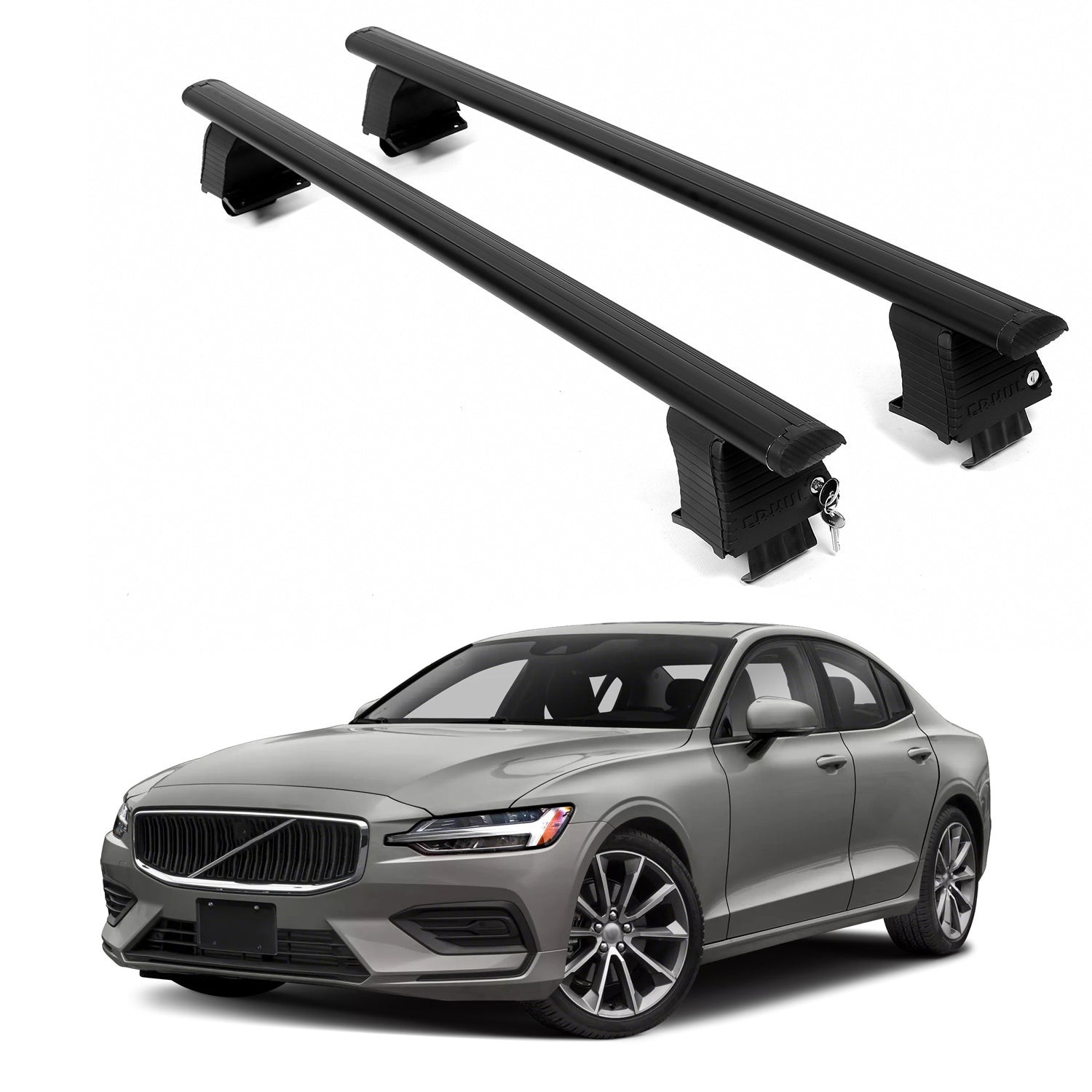 ERKUL Roof Rack Crossbars For VOLVO S60 2019-2025 Naked Roof Aluminum Black