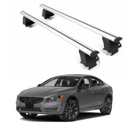 ERKUL Roof Rack Crossbars For VOLVO S60 CROSS COUNTRY 2016-2018 Naked Roof Aluminum Silver