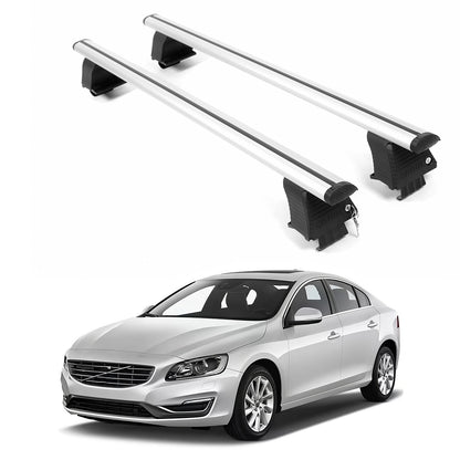 ERKUL Roof Rack Crossbars For VOLVO V60 2015-2018 Naked Roof Aluminum Silver