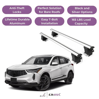 ERKUL Roof Rack Crossbars Fits Acura RDX 2019-2025 Naked Roof Aluminum Silver