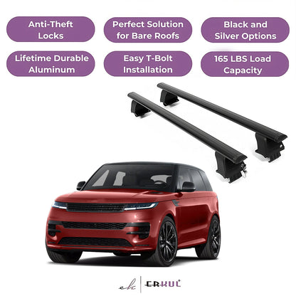 ERKUL Roof Rack Crossbars Fits Range Rover Sport 23-25 Naked Roof Aluminum Black