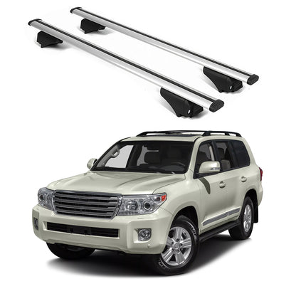 ERKUL Roof Rack Cross Bars for Toyota Land Cruiser 1992-2023 Raised Rails Silver