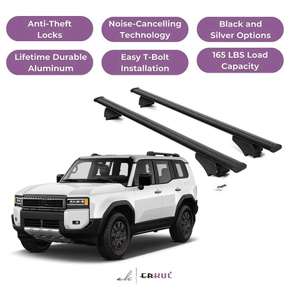 Roof Rack Cross Bars with Extended Bar Design for Toyota Land Cruiser 2024-2025 - Black
