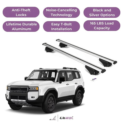 Roof Rack Cross Bars with Extended Bar Design for Toyota Land Cruiser 2024-2025 - Silver