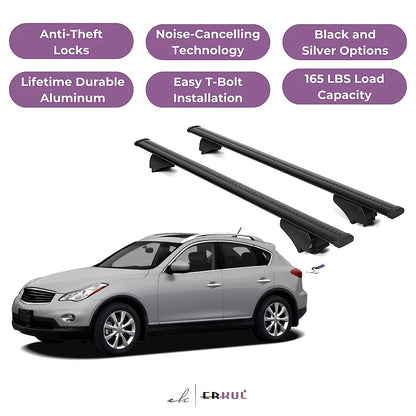 Roof Rack Cross Bars with Extended Bar Design for INFINITI EX35/EX 2008-2012 - - Black