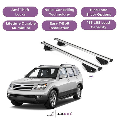 ERKUL Roof Rack Cross Bars for Kia Borrego 2009 for Raised Rails - Silver