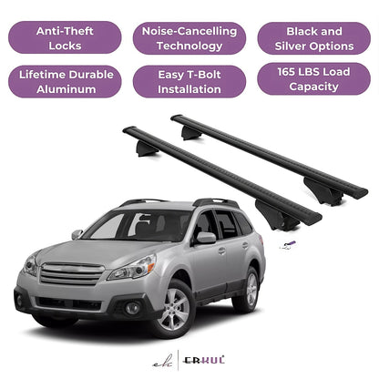 ERKUL Roof Rack Cross Bars for Subaru Outback 2010-2014 for Raised Rails - Black