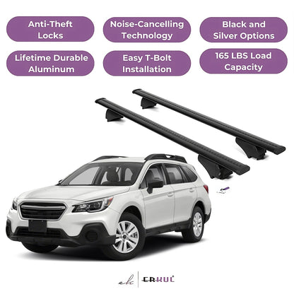 ERKUL Roof Rack Cross Bars for Subaru Outback 2015-2019 for Raised Rails - Black