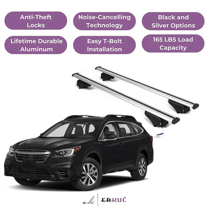Roofrack Cross Bars with Extended Bar Design for Subaru Outback (Wilderness only) 2020-2025  - Silver
