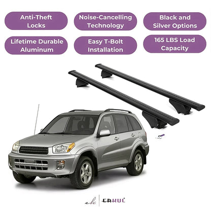 Roof Rack Cross Bars with Extended Bar Design for Toyota RAV4 1996-2006  - Black