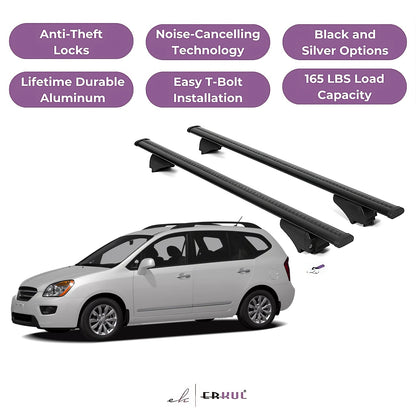 Roof Rack Cross Bars with Extended Bar Design for Kia Rondo 2007-2009  - Black