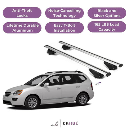ERKUL Roof Rack Cross Bars for Kia Rondo 2007-2009 for Raised Rails - Silver