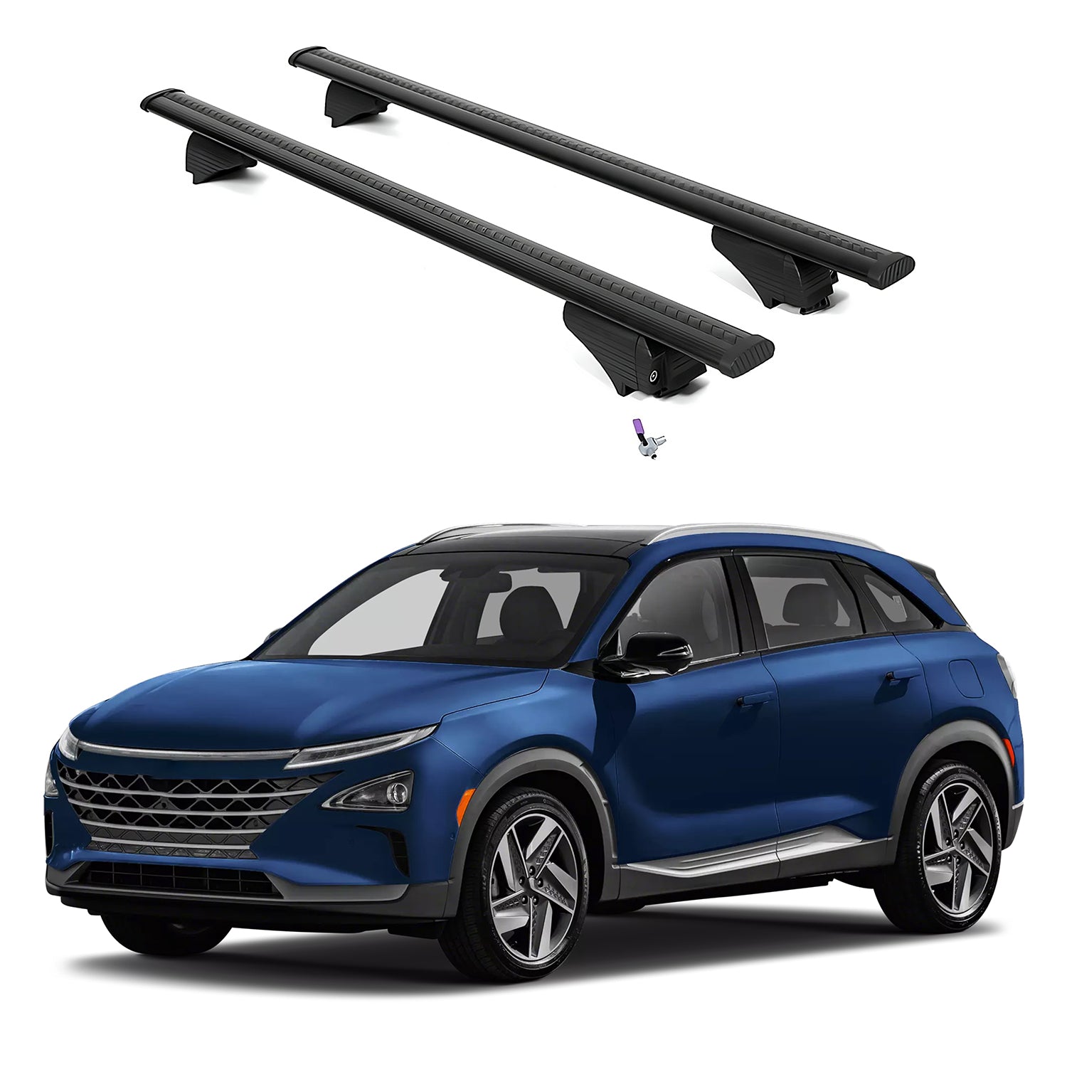 ERKUL Roof Rack Cross Bars for Hyundai NEXO 2019-2023 with Flush Rails - Black