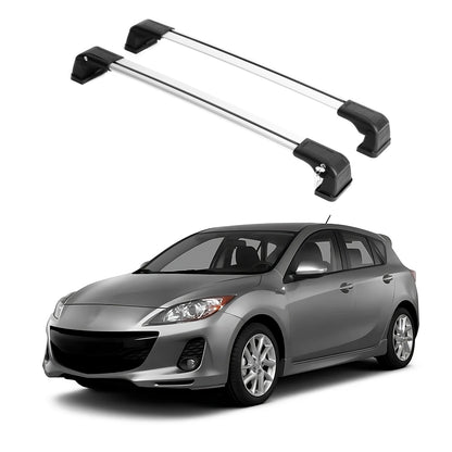 ERKUL Lockable Roof Rack Cross Bars Fits Mazda 3 Hatchback 2010-2013 Silver