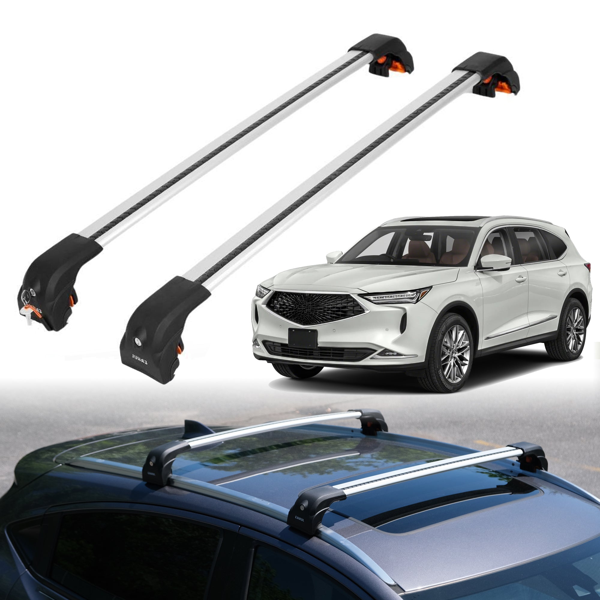 2PC Heavy Duty Roof Rack Crossbars for Acura MDX 2022-2025 w/ Flush Rails