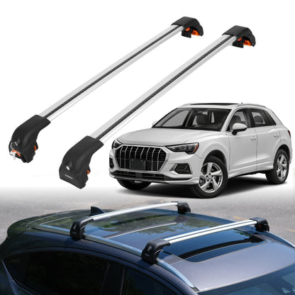 2PC Heavy Duty Roof Rack Crossbars for Audi Q3 2019-2025 w/ Flush Rails