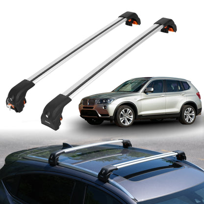 2PC Heavy Duty Roof Rack Crossbars for BMW X3 2011-2017 w/ Flush Rails