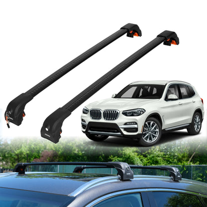 2PC Heavy Duty Roof Rack Crossbars for BMW X3 2018-2025 w/ Flush Rails