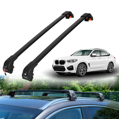 2PC Heavy Duty Roof Rack Crossbars for BMW X4 2014-2018 w/ Flush Rails
