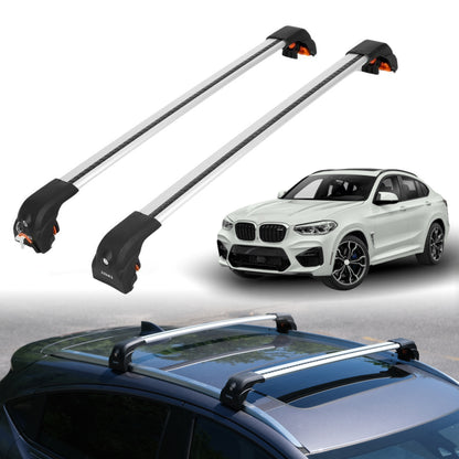 2PC Heavy Duty Roof Rack Crossbars for BMW X4 2019-2025 w/ Flush Rails