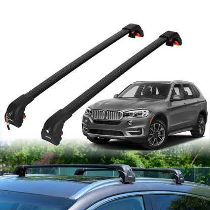 2PC Heavy Duty Roof Rack Crossbars for BMW X5 2014-2018 w/ Flush Rails