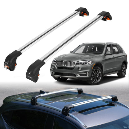 2PC Heavy Duty Roof Rack Crossbars for BMW X5 2014-2018 w/ Flush Rails