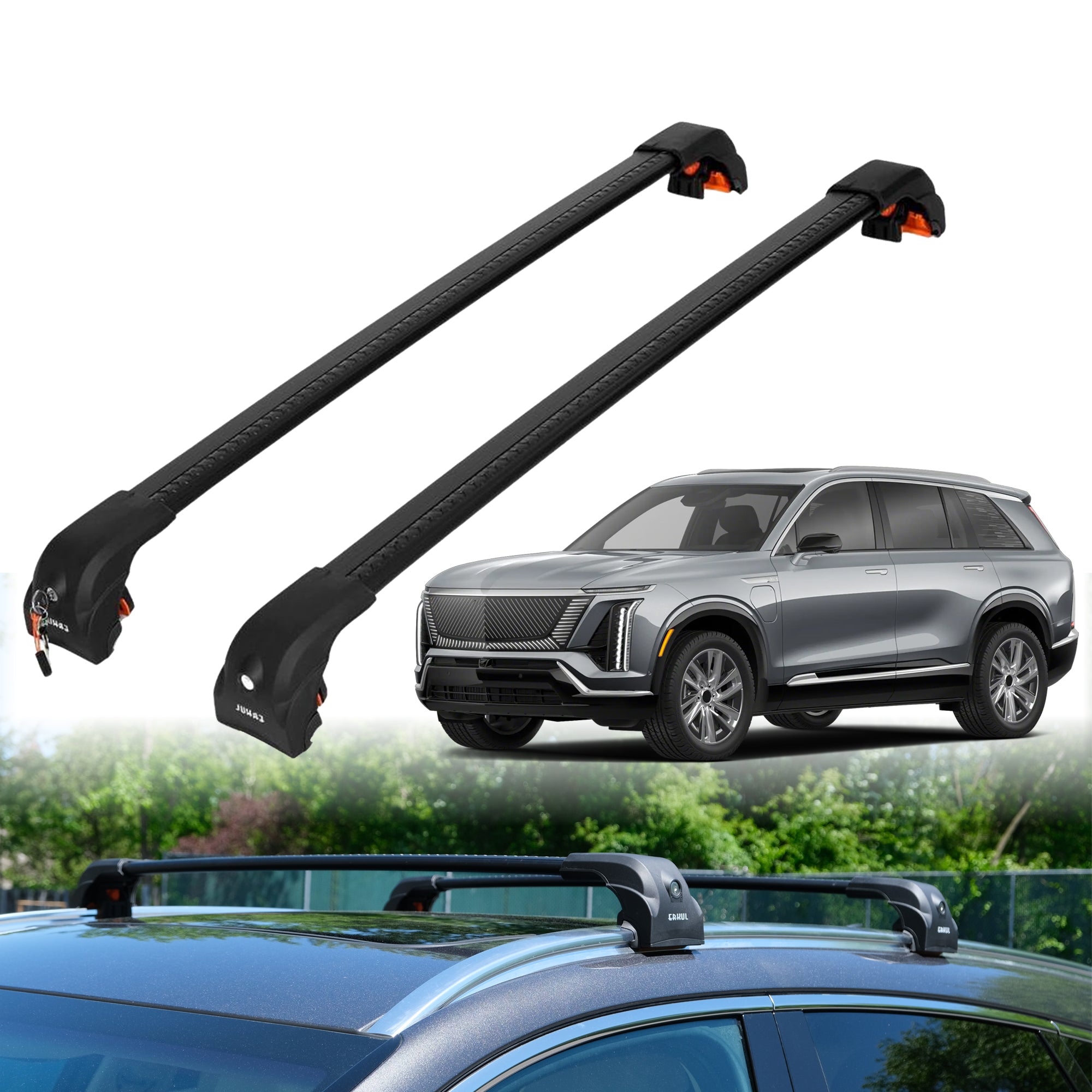 2PC Heavy Duty Roof Rack Crossbars for Cadillac VISTIQ 2026 w/ Flush Rails