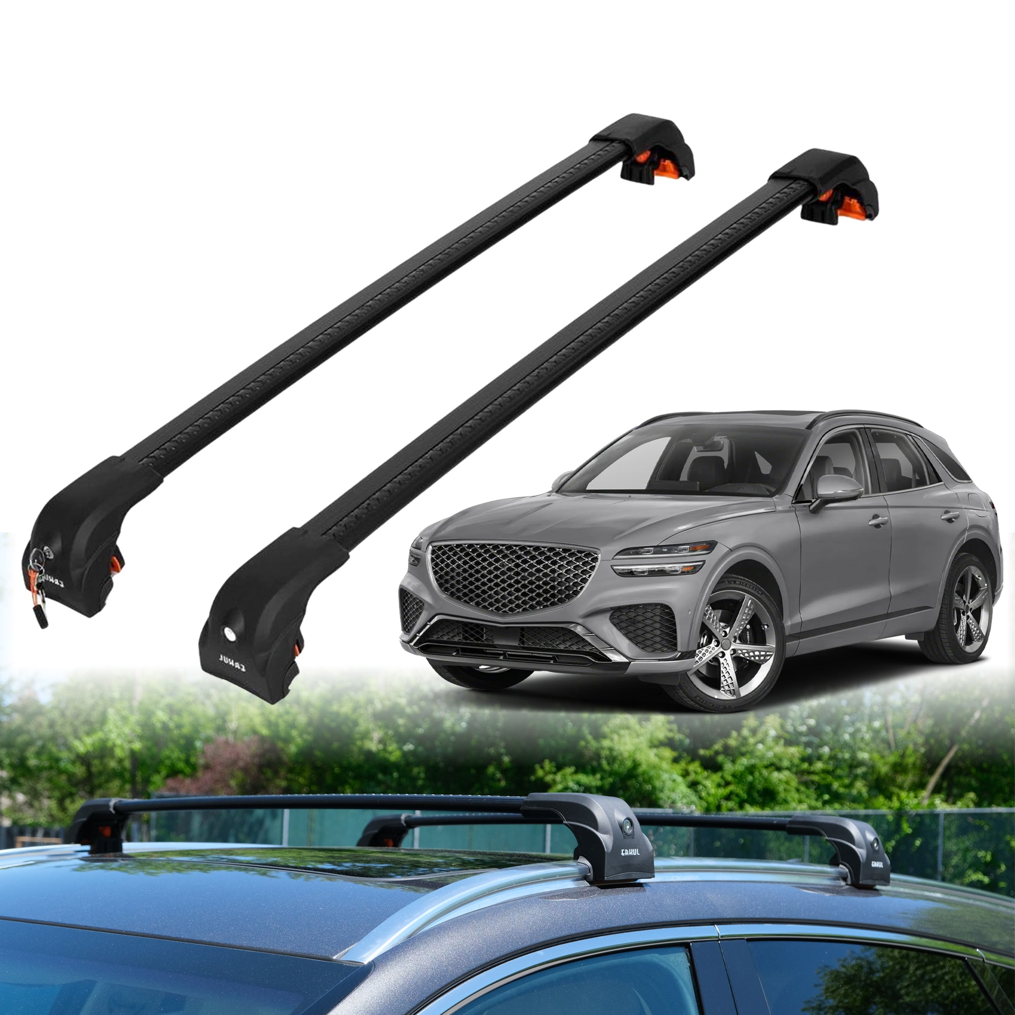 Heavy Duty Roof Rack Crossbars for Genesis GV70 2022-2025 w/ Flush Rails