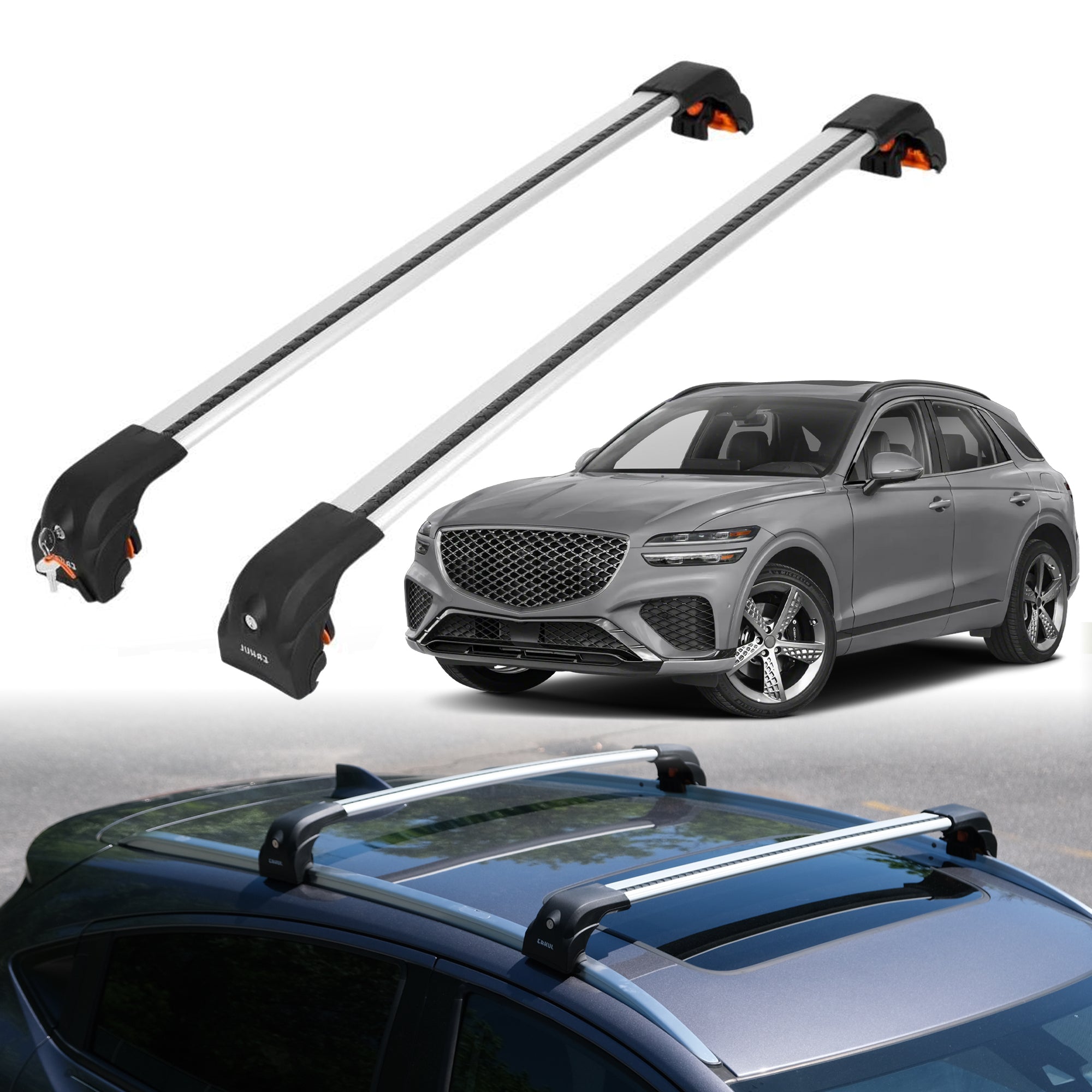 Heavy Duty Roof Rack Crossbars for Genesis GV70 2022-2025 w/ Flush Rails