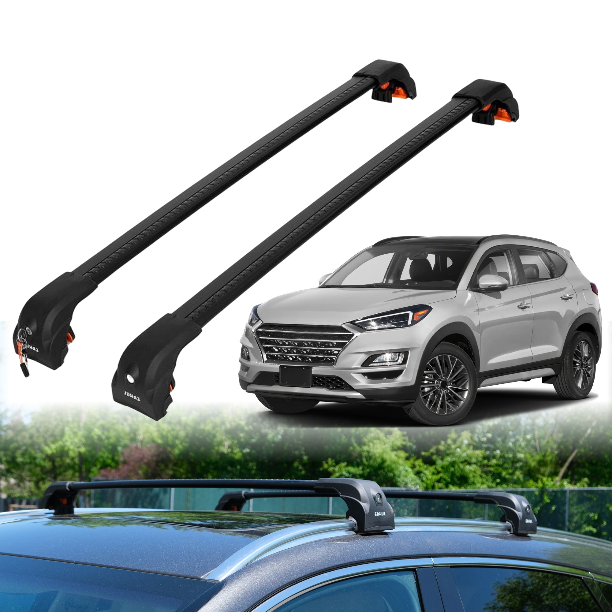 Heavy Duty Roof Rack Crossbars for Hyundai Tucson 2016-2021 w/ Flush Rails