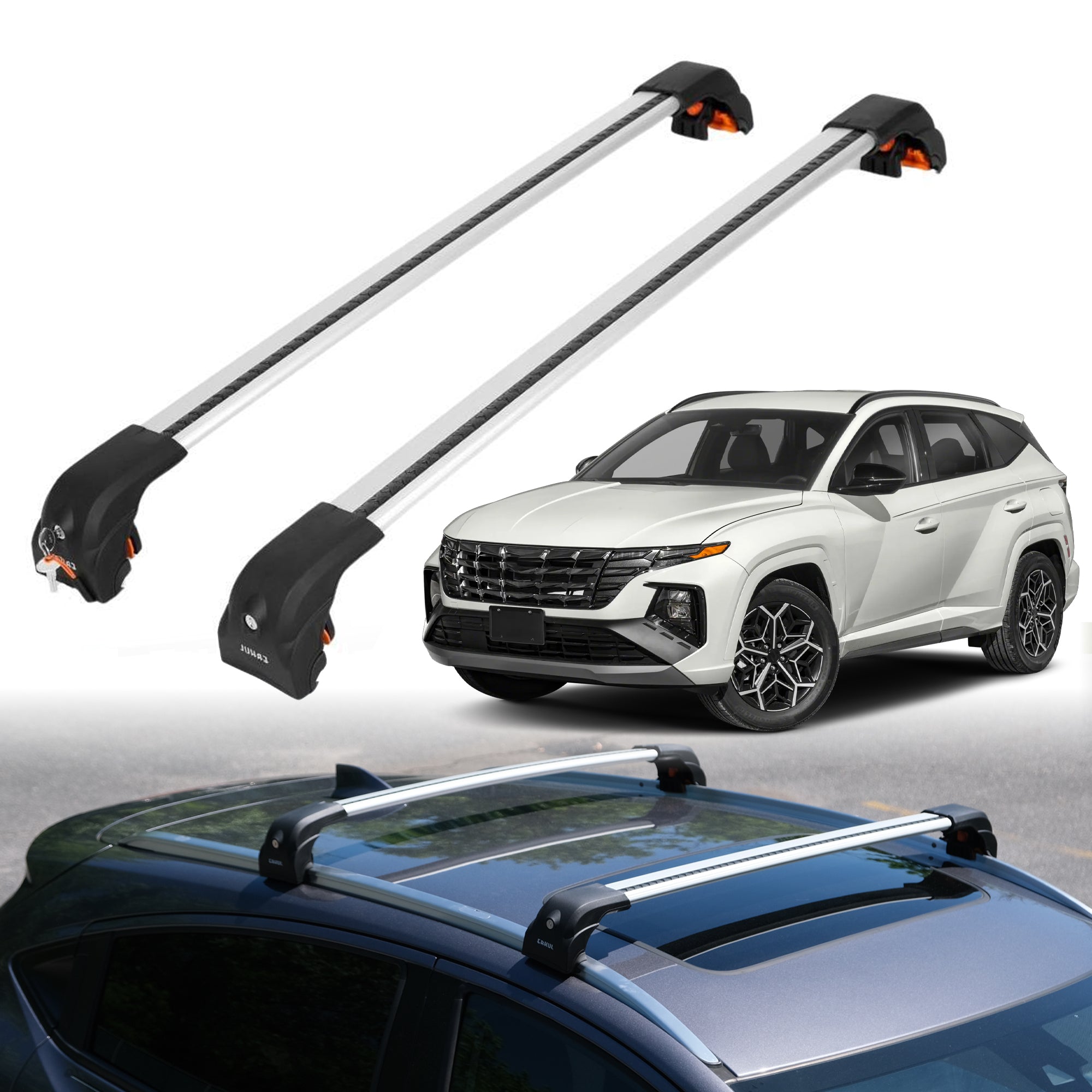 Heavy Duty Roof Rack Crossbars for Hyundai Tucson 2022-2025 w/ Flush Rails