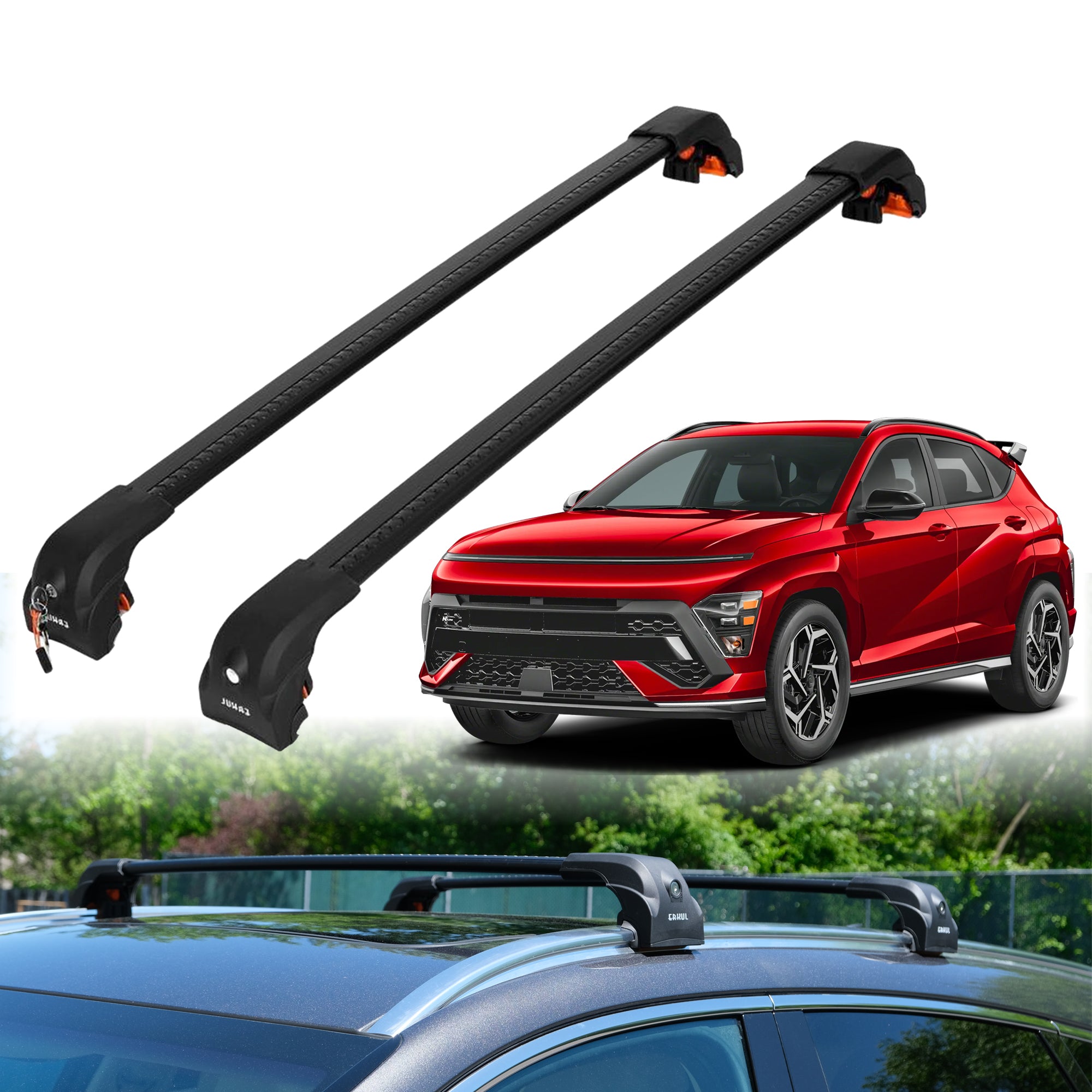 Heavy Duty Roof Rack Crossbars for Hyundai Kona 2024-2025 w/ Flush Rails