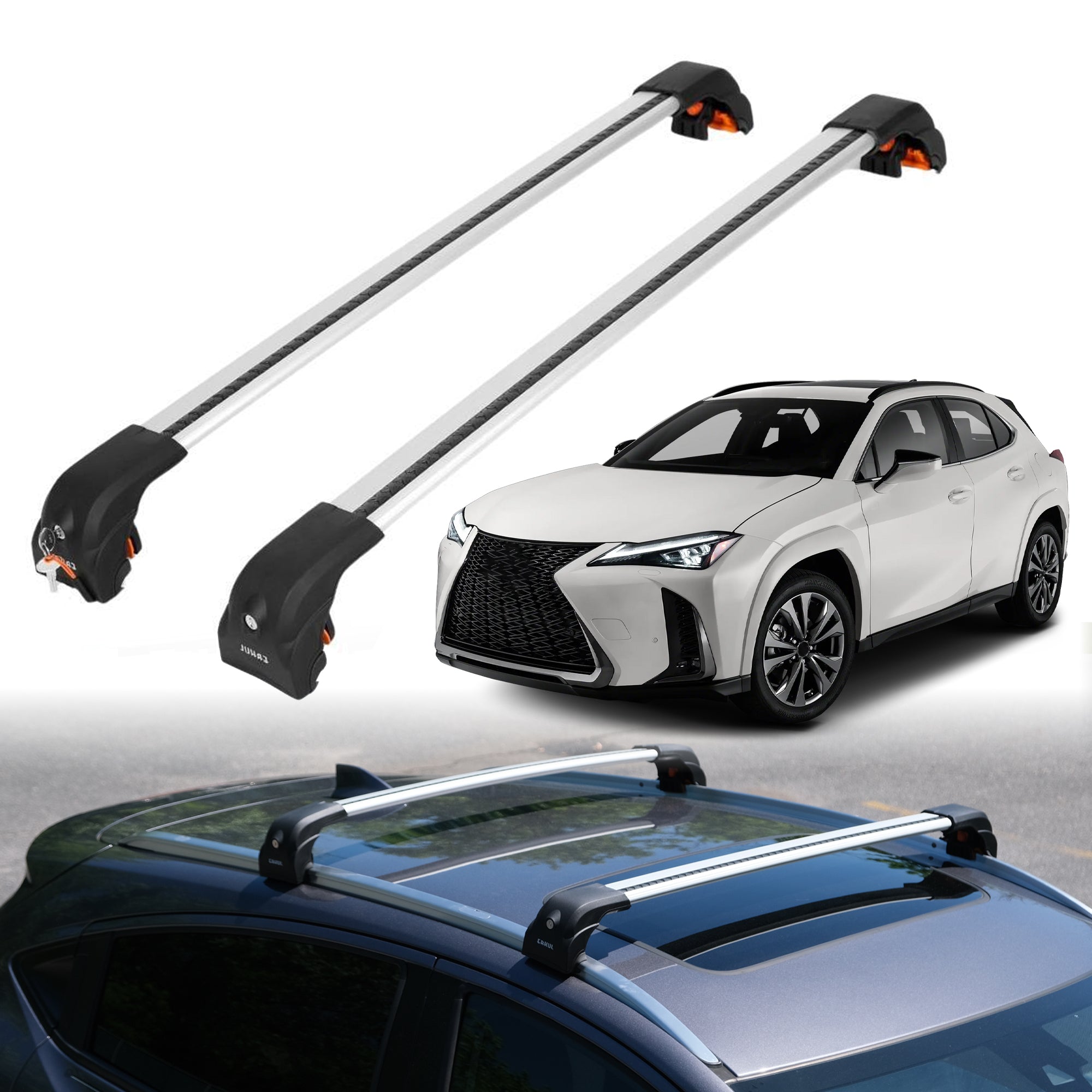 Heavy Duty Roof Rack Crossbars for Lexus UX250h 2019-2025 w/ Flush Rails