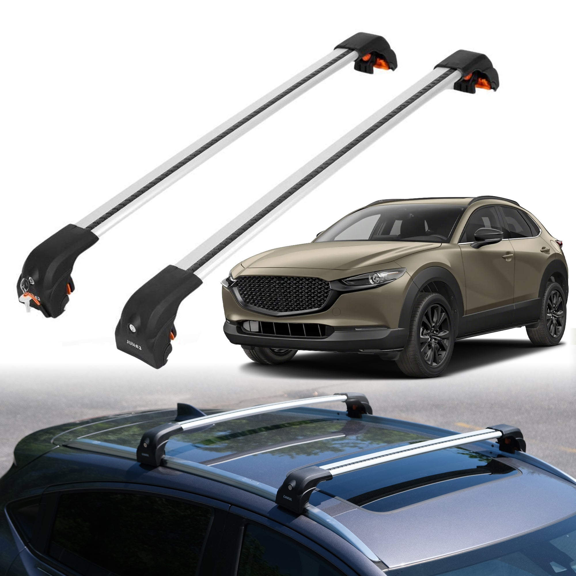 Heavy Duty Roof Rack Crossbars for Mazda CX-30 2020-2025 w/ Flush Rails