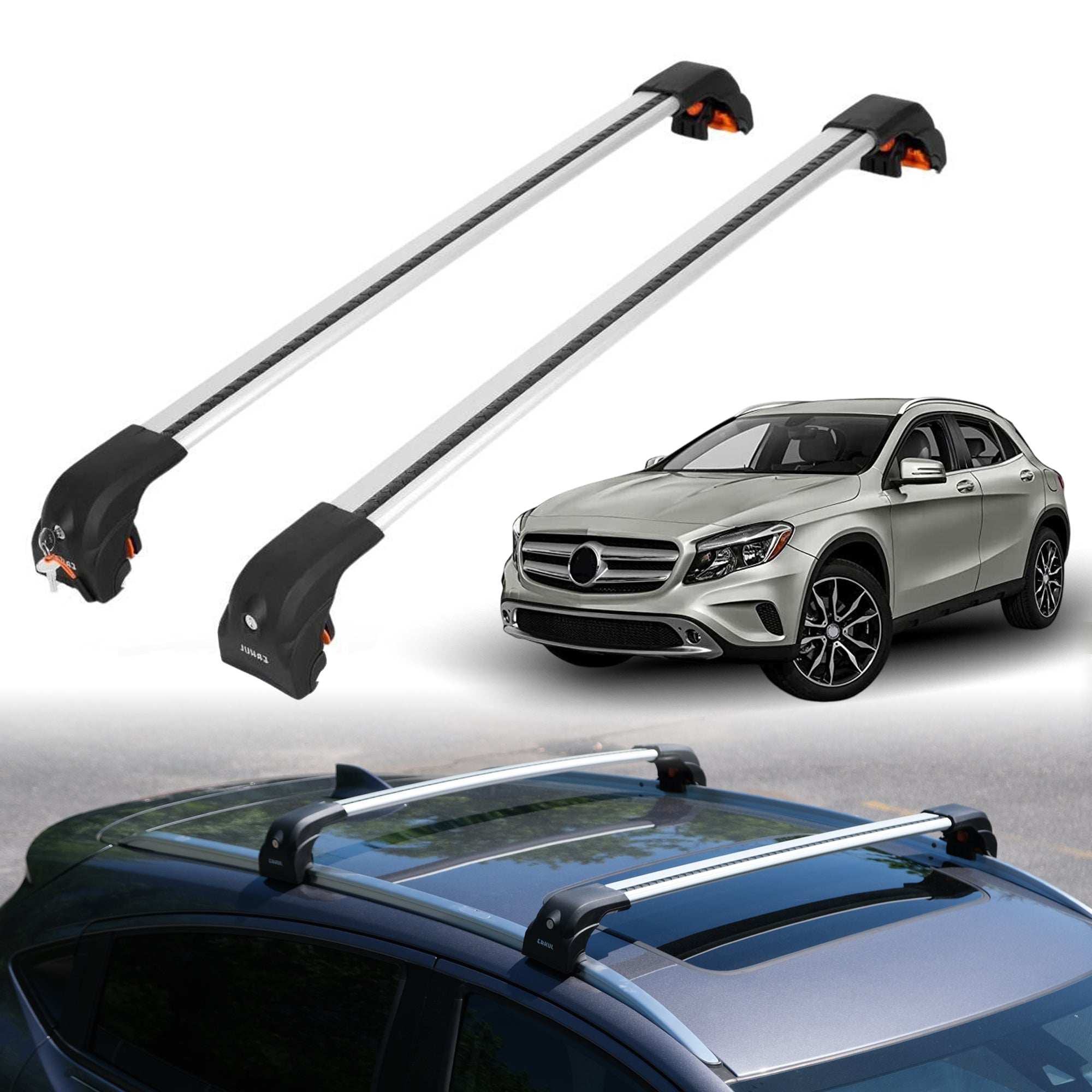 Roof Rack Crossbars for Mercedes-Benz GLA Class 2014-2020 w/ Flush Rails