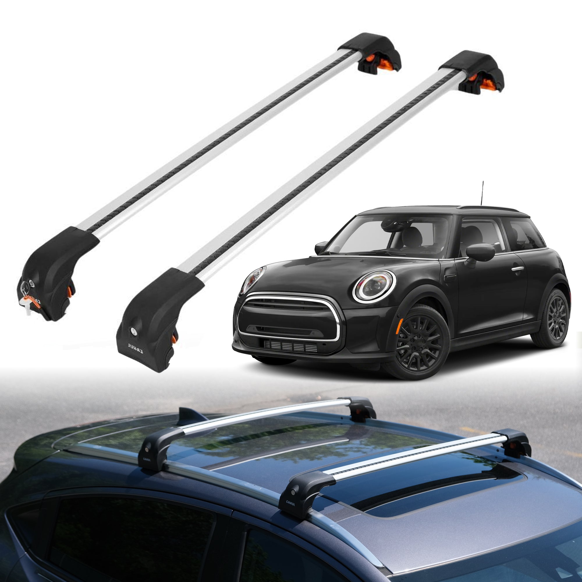 Heavy Duty Roof Rack Crossbars for MINI Cooper Hardtop 2014-2025 w/ Flush Rails