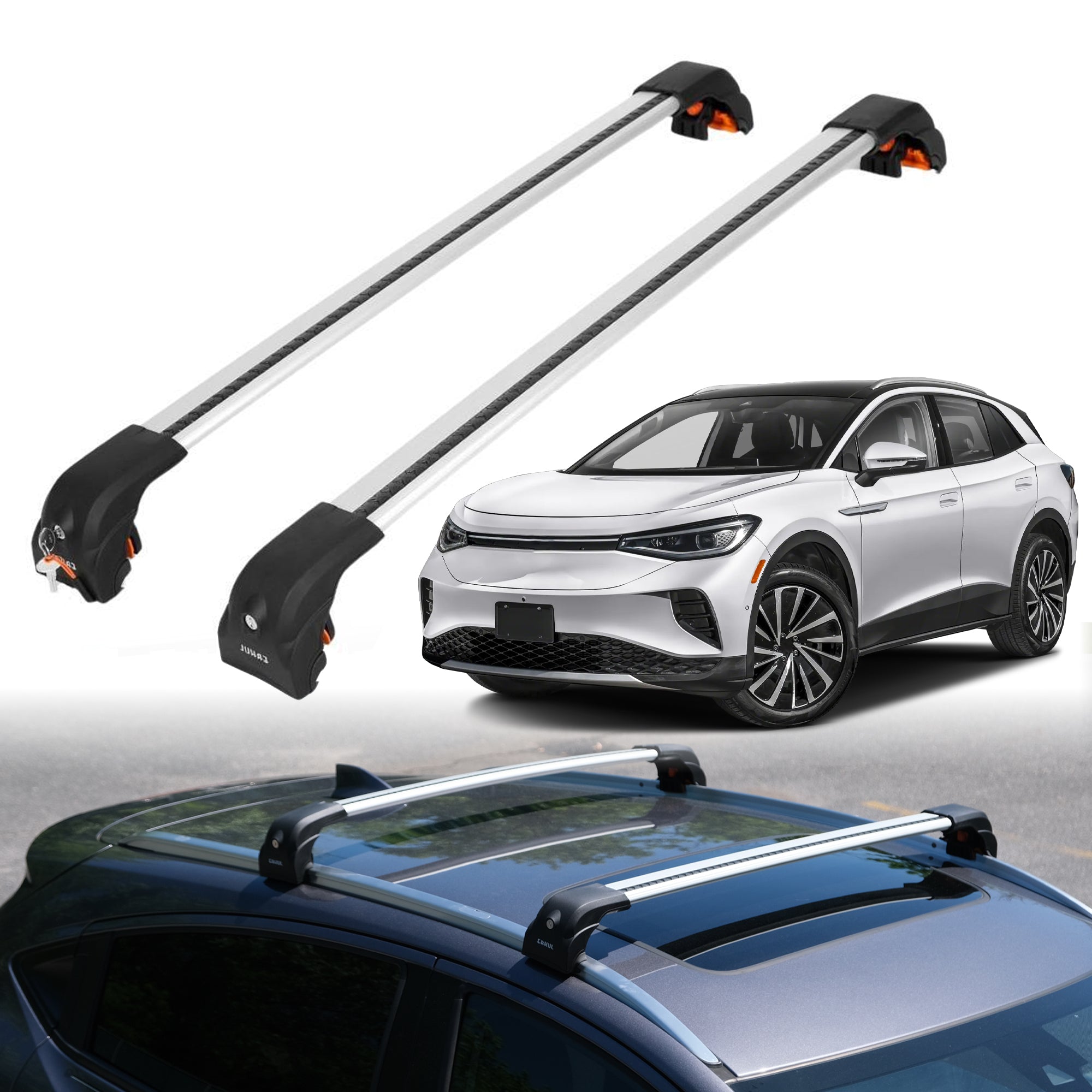 Heavy Duty Roof Rack Crossbars for Volkswagen ID.4 2021-2025 w/ Flush Rails