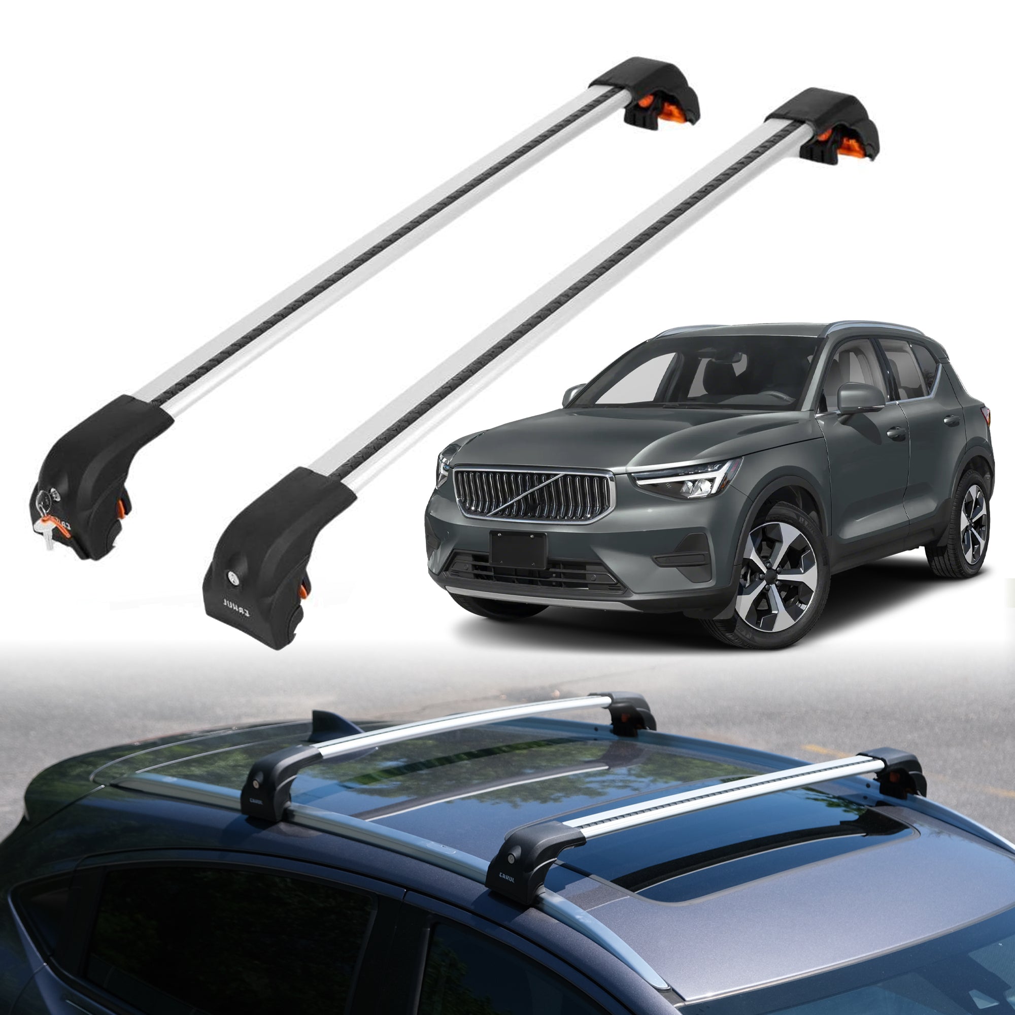 Heavy Duty Roof Rack Crossbars for Volvo XC40 2019-2025 w/ Flush Rails