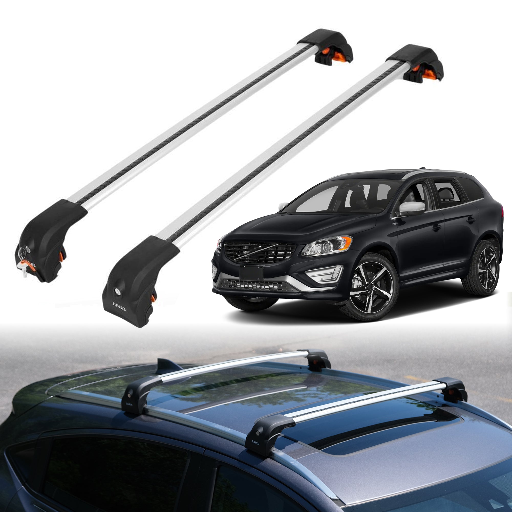 Premium Quality 220 lbs Load Rating Roof Rack Crossbars for Volvo XC60 2009-2017
