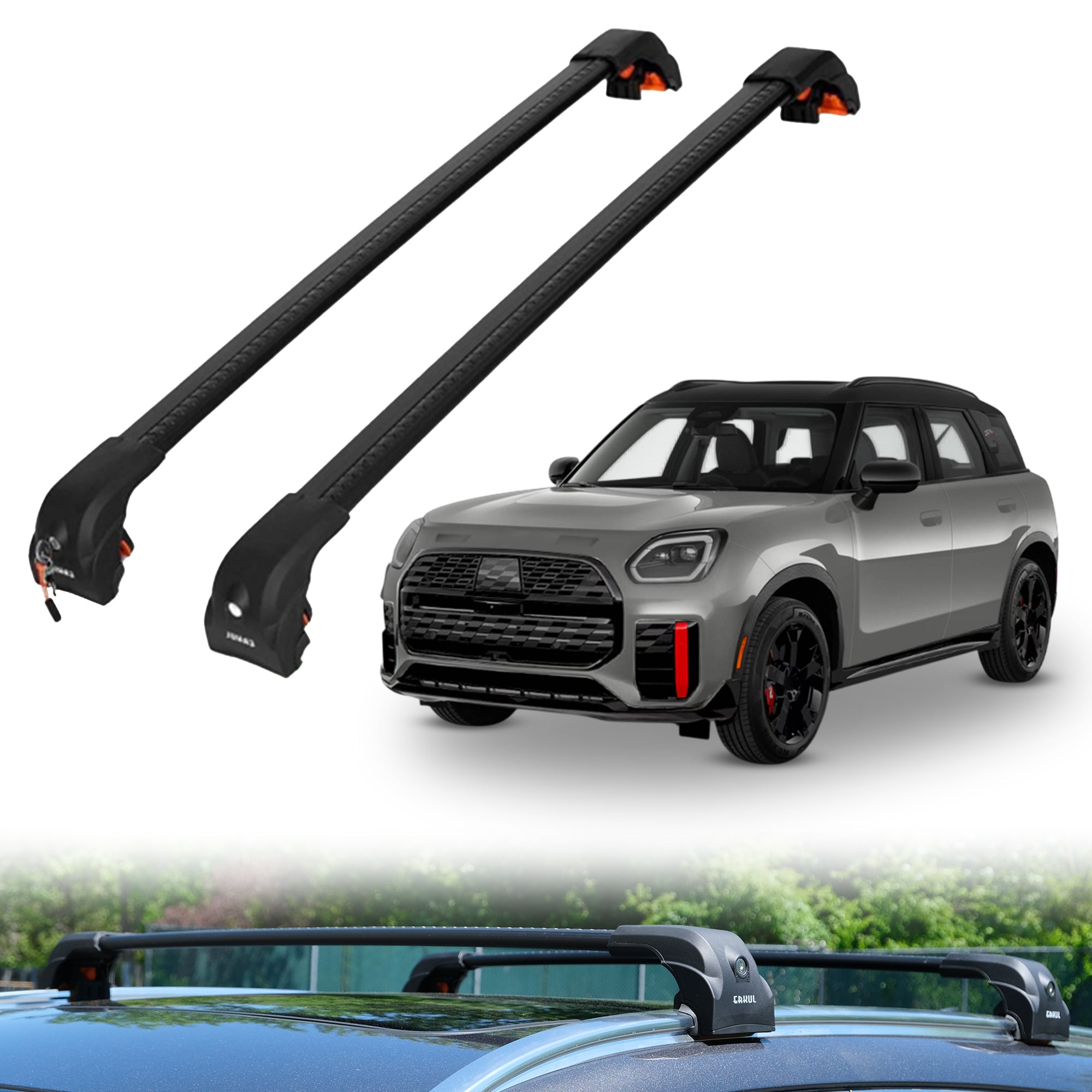 2PC Heavy Duty Roof Rack Crossbars for Mini Cooper Countryman 2025-2026 w/ Flush Rails