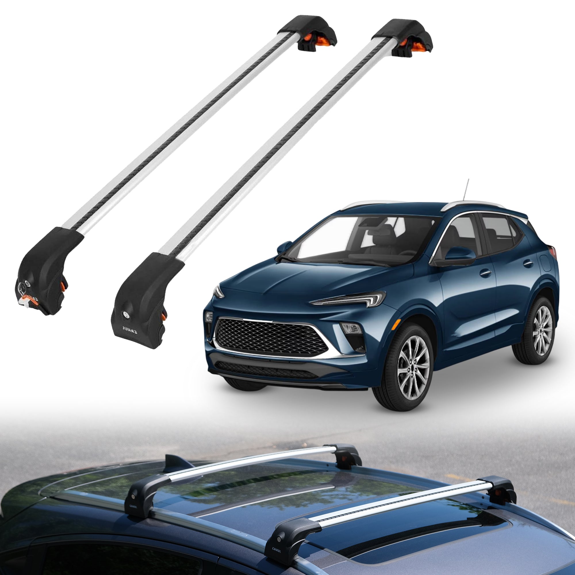 2PC Heavy Duty Roof Rack Crossbars for Buick Encore GX 2020-2026 w/ Flush Rails