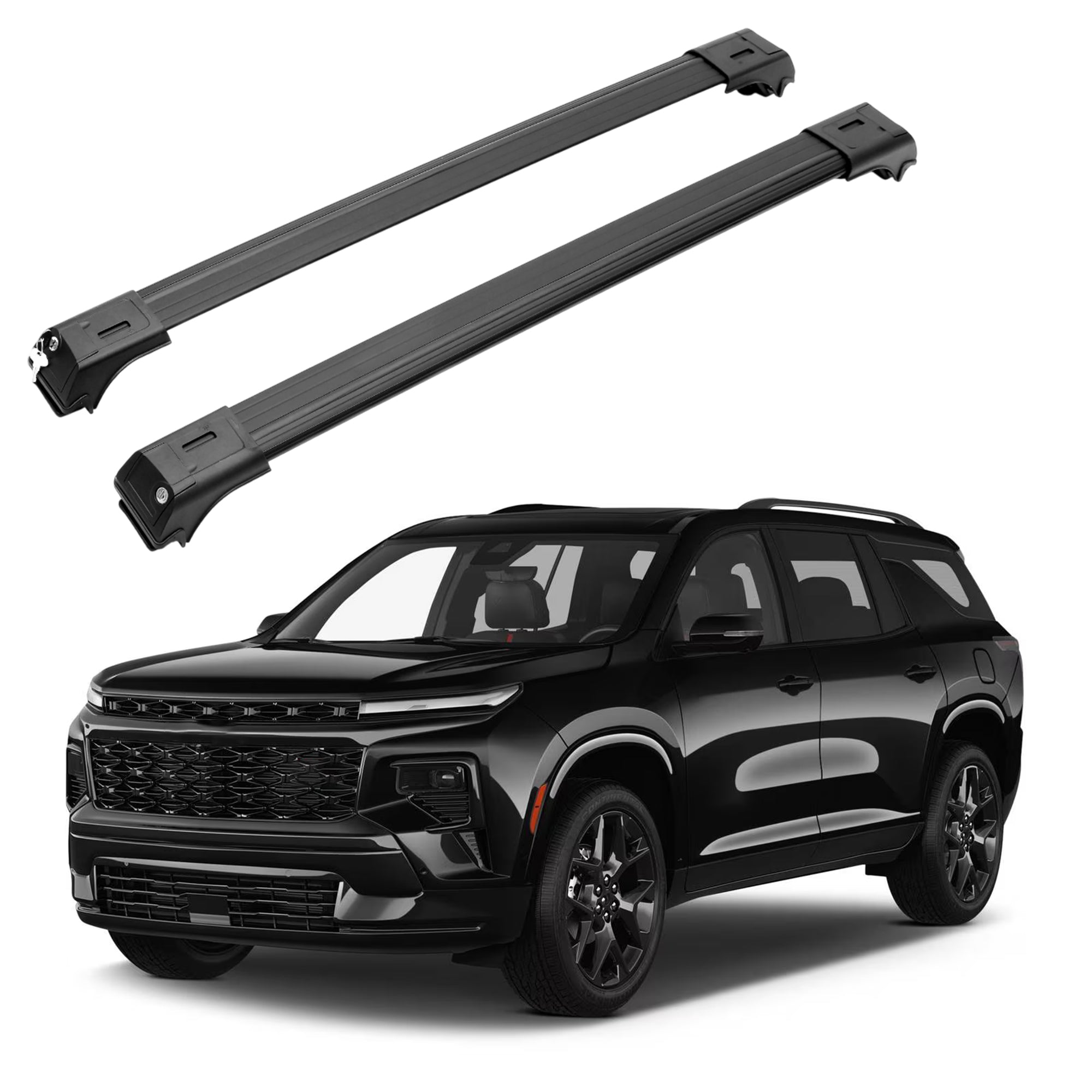 ERKUL Roof Rack Cross Bars for Chevrolet Traverse 2024-2026 for Raised Rails - Black