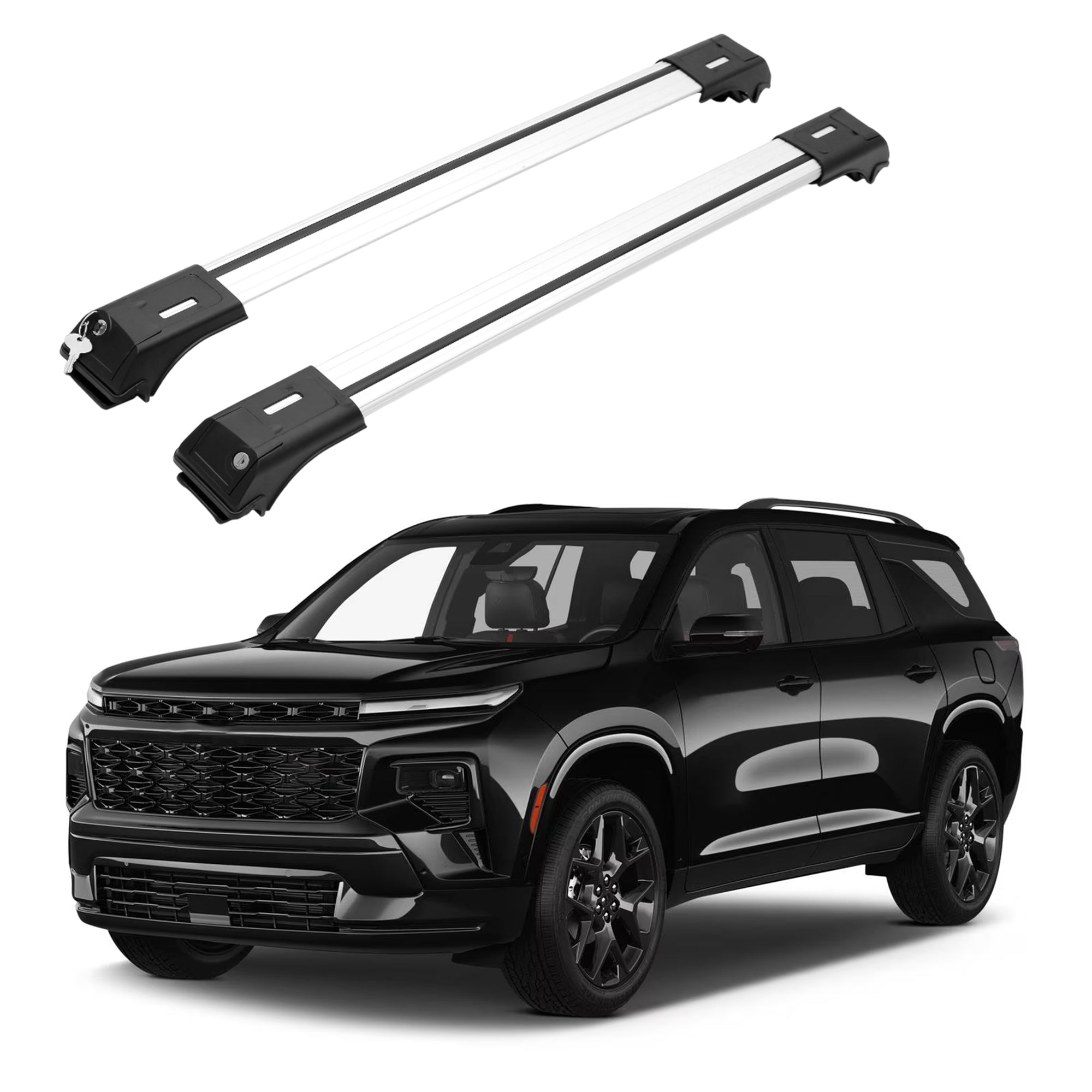 ERKUL Roof Rack Cross Bars for Chevrolet Traverse 2024-2026 for Raised Rails - Silver