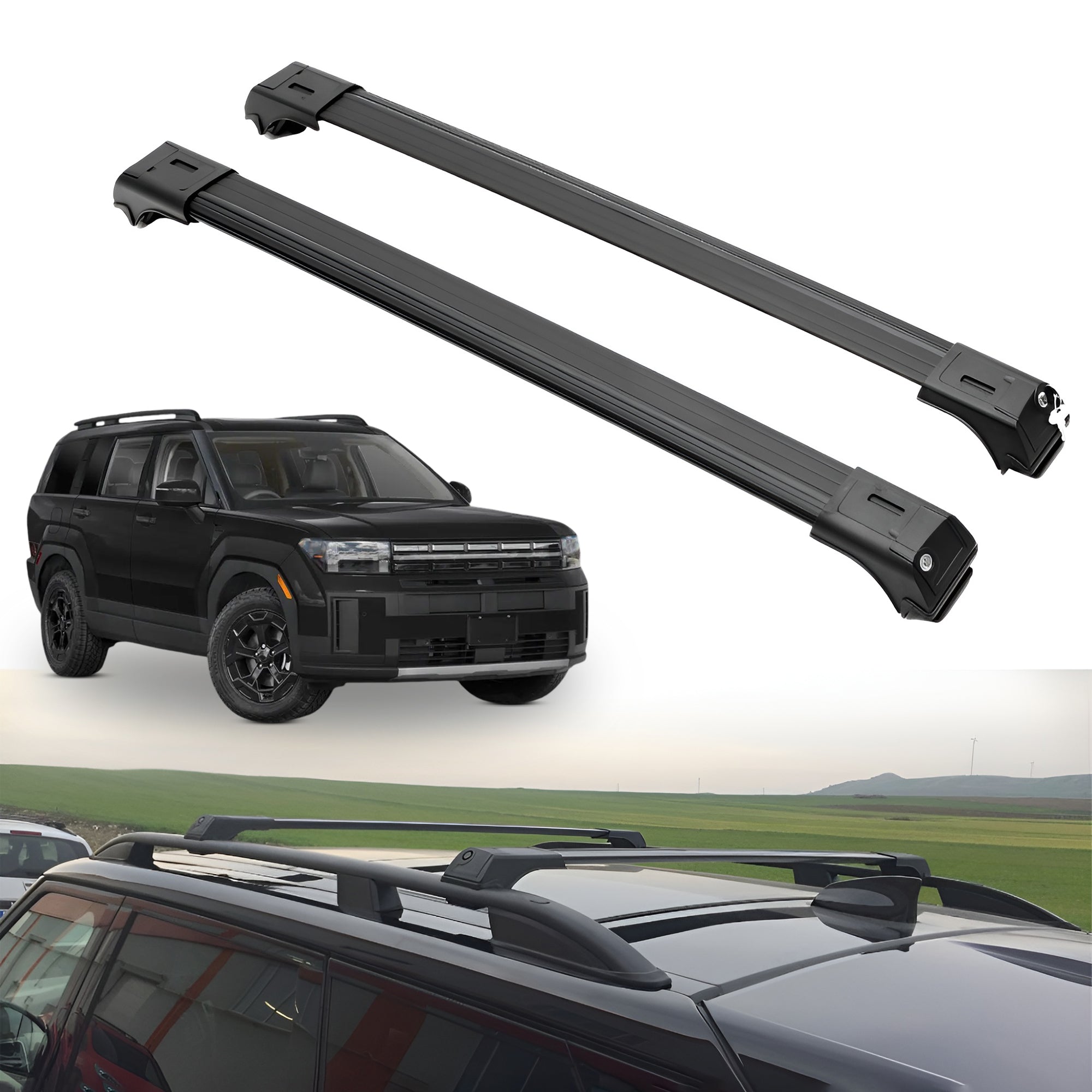 Roof Rack Crossbars for Hyundai Santa Fe 2024-2026 - Black