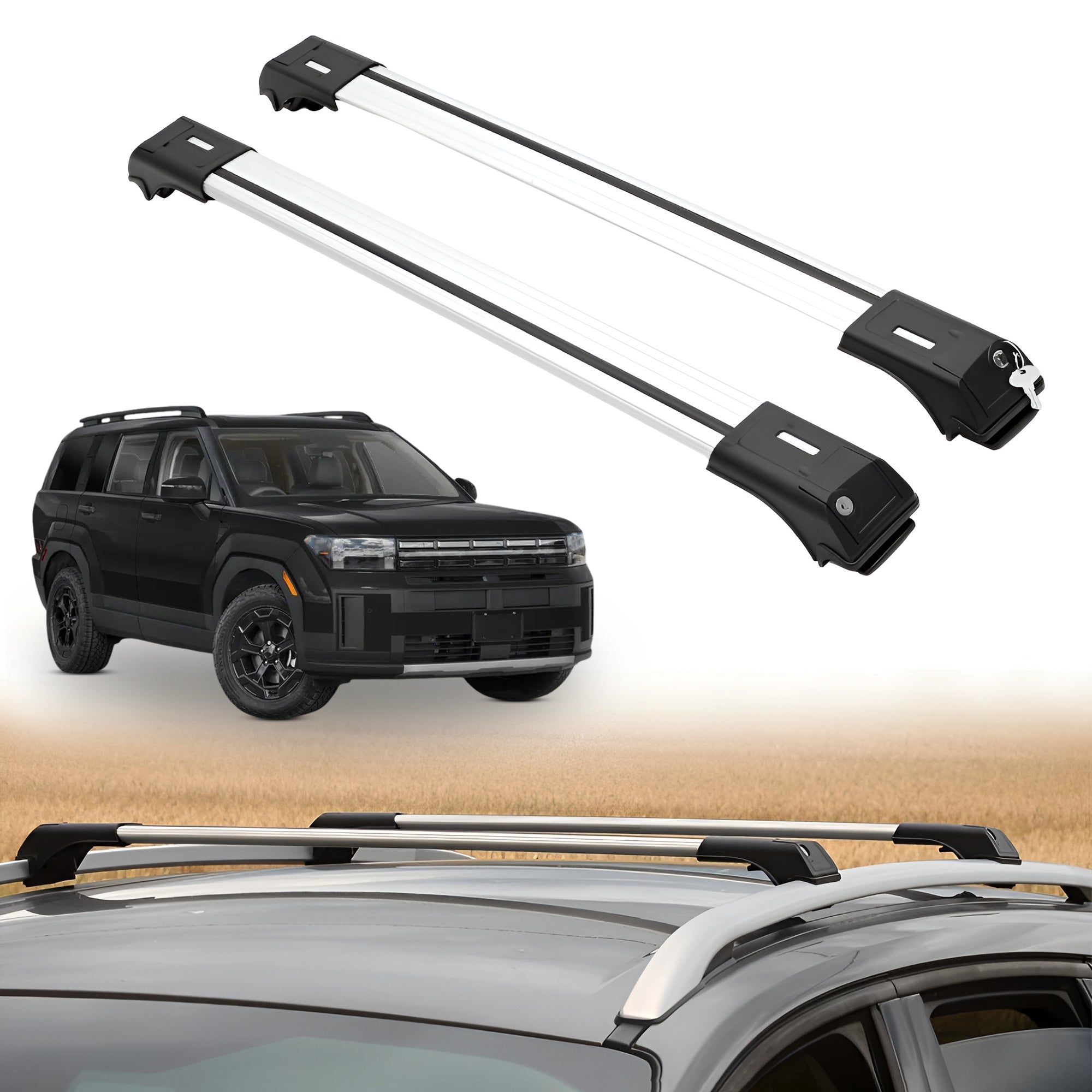 Roof Rack Crossbars for Hyundai Santa Fe 2024-2026 - Silver
