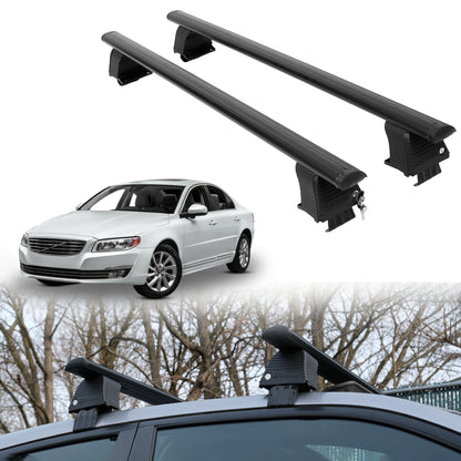 Roof Rack Crossbars for Volvo S80 2007-2016 Fits Naked Roof - Black