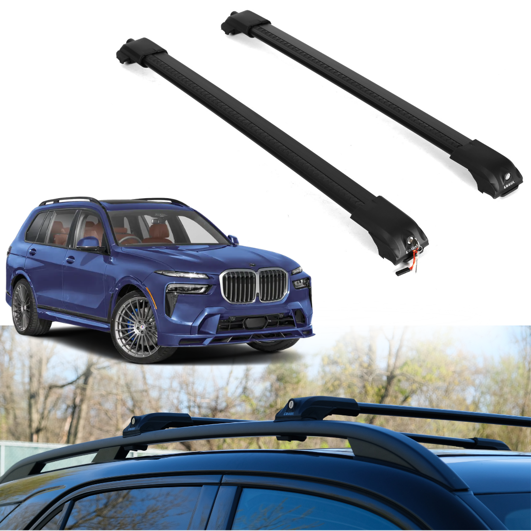 Roof Rack Crossbars for BMW X7 2019-2026 Fits Raised Rails - Black