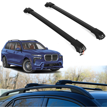 Roof Rack Crossbars for BMW X7 2019-2026 Fits Raised Rails - Black