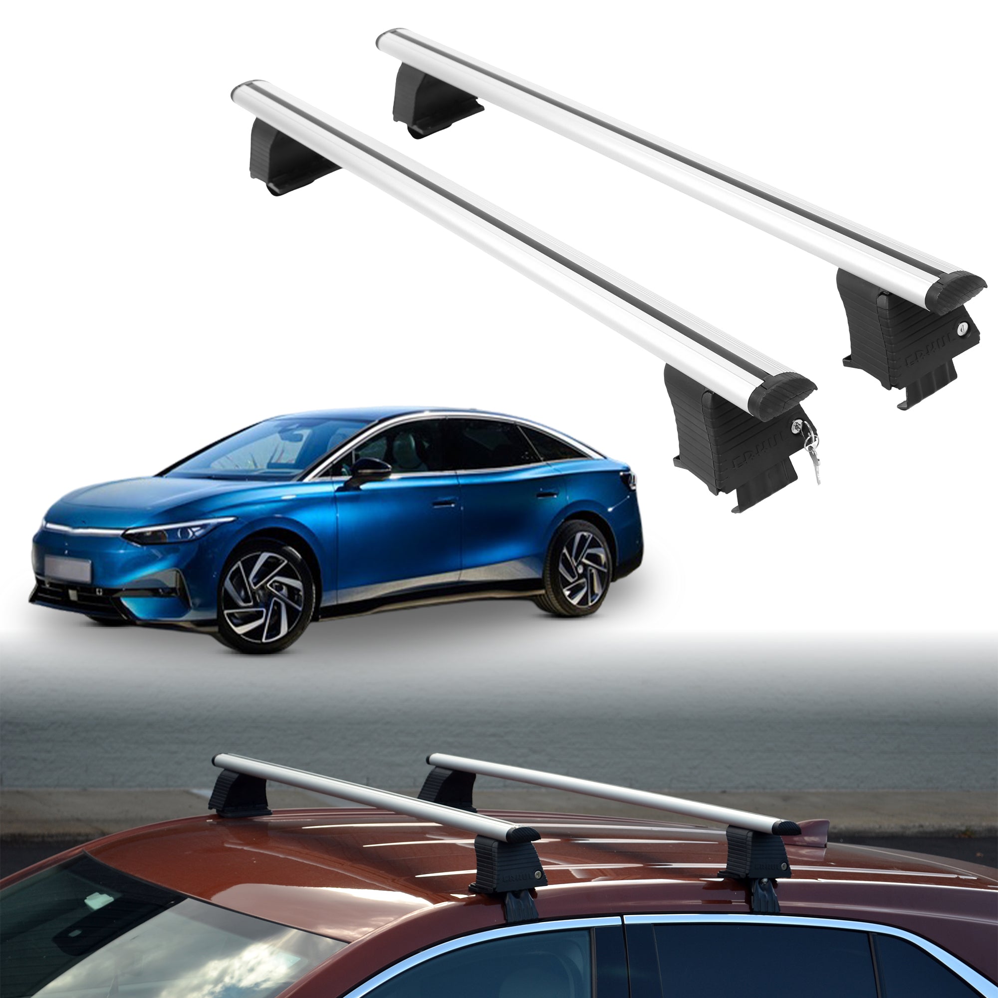Roof Rack Crossbars for Volkswagen ID.7 2025 Fits Naked Roof - Silver
