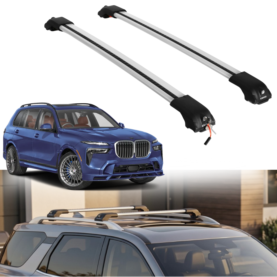Roof Rack Crossbars for BMW X7 2019-2026 Fits Raised Rails - Silver